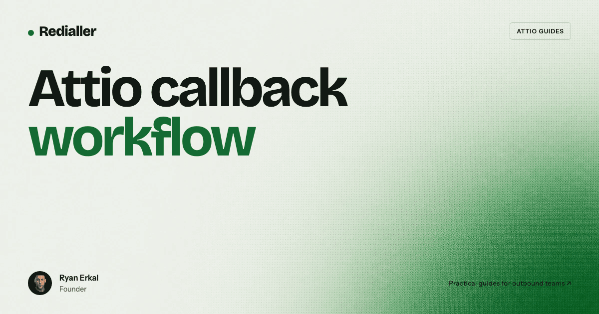 Style 2 title card with Ryan Erkal beside the words Attio callback workflow