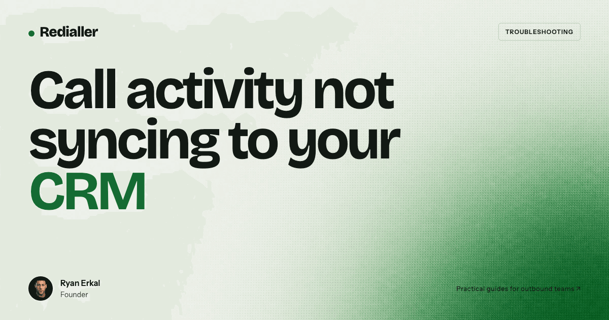 Title card with Ryan Erkal beside the words Call activity not syncing to your CRM