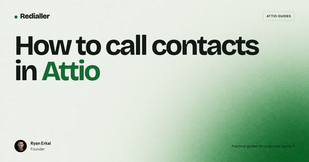 Style 2 title card with Ryan Erkal beside the words How to call contacts in Attio