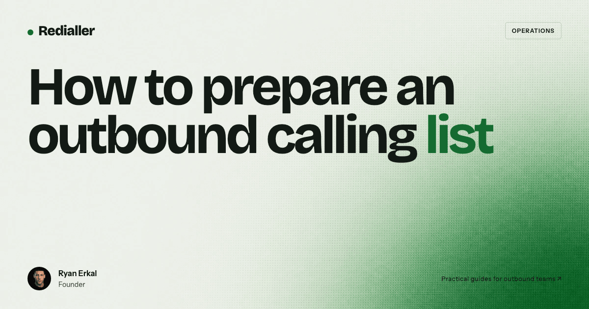 Style 2 title card with Ryan Erkal beside the words How to prepare an outbound calling list