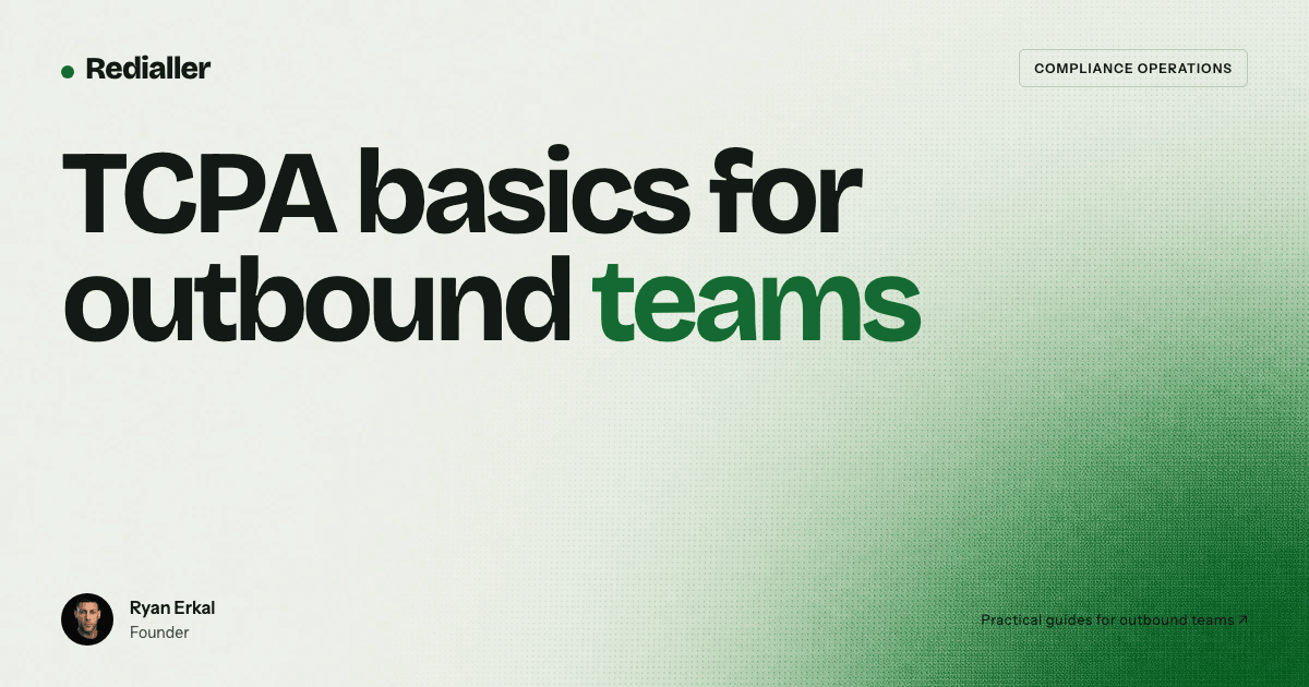 Title card for TCPA basics for outbound teams with Ryan Erkal